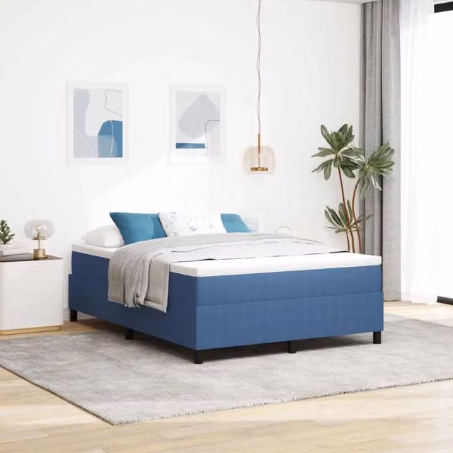 Struttura letto piattaforma moderna vidaXL in tessuto a coste blu L: 160 cm, P: 200 cm, H: 103 cm