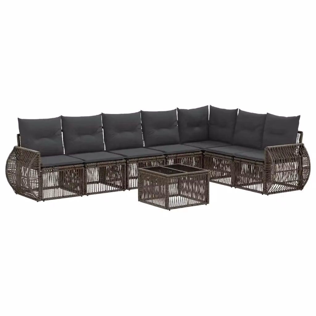 Set Divano da Giardino a L vidaXL 8 Pezzi in Polyrattan Grigio e Antracite con Tavolino e Cuscini – 2