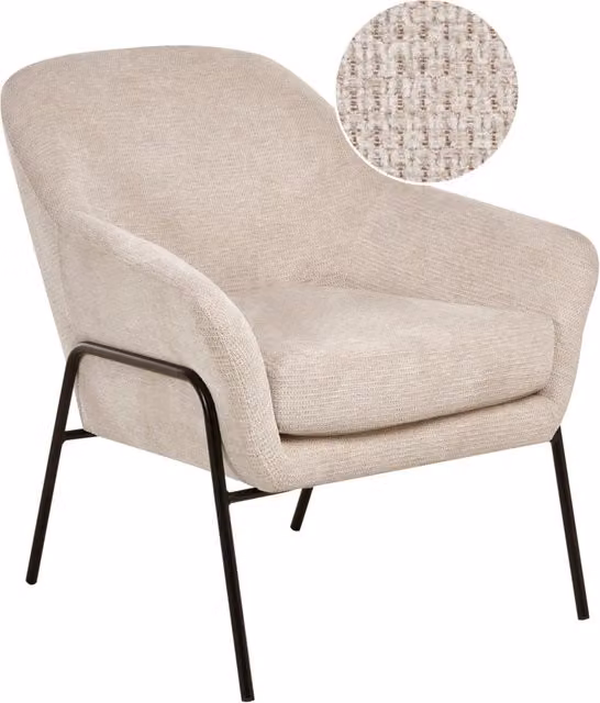 Poltrona beige con rivestimento in poliestere e struttura in metallo Moderno