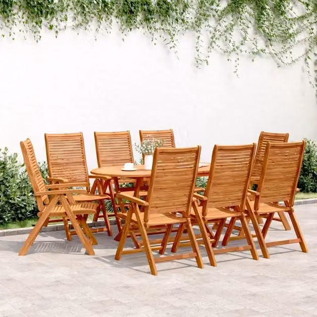 Sedie pieghevoli reclinabili, 8 pezzi, 56x72x107 cm, in legno massello di acacia 3214479