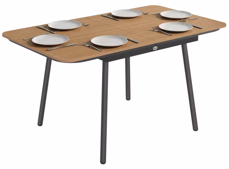 Tavolo da giardino - Tavolo da pranzo per esterni - 140 x 80 cm - Per 6 persone - Metallo con rivestimento in polvere - Resistente alla ruggine - Nero