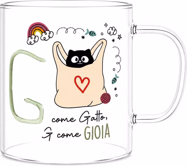 Mug a forma di lettera G in vetro borosilicato trasparente Borostories da 440 ml
