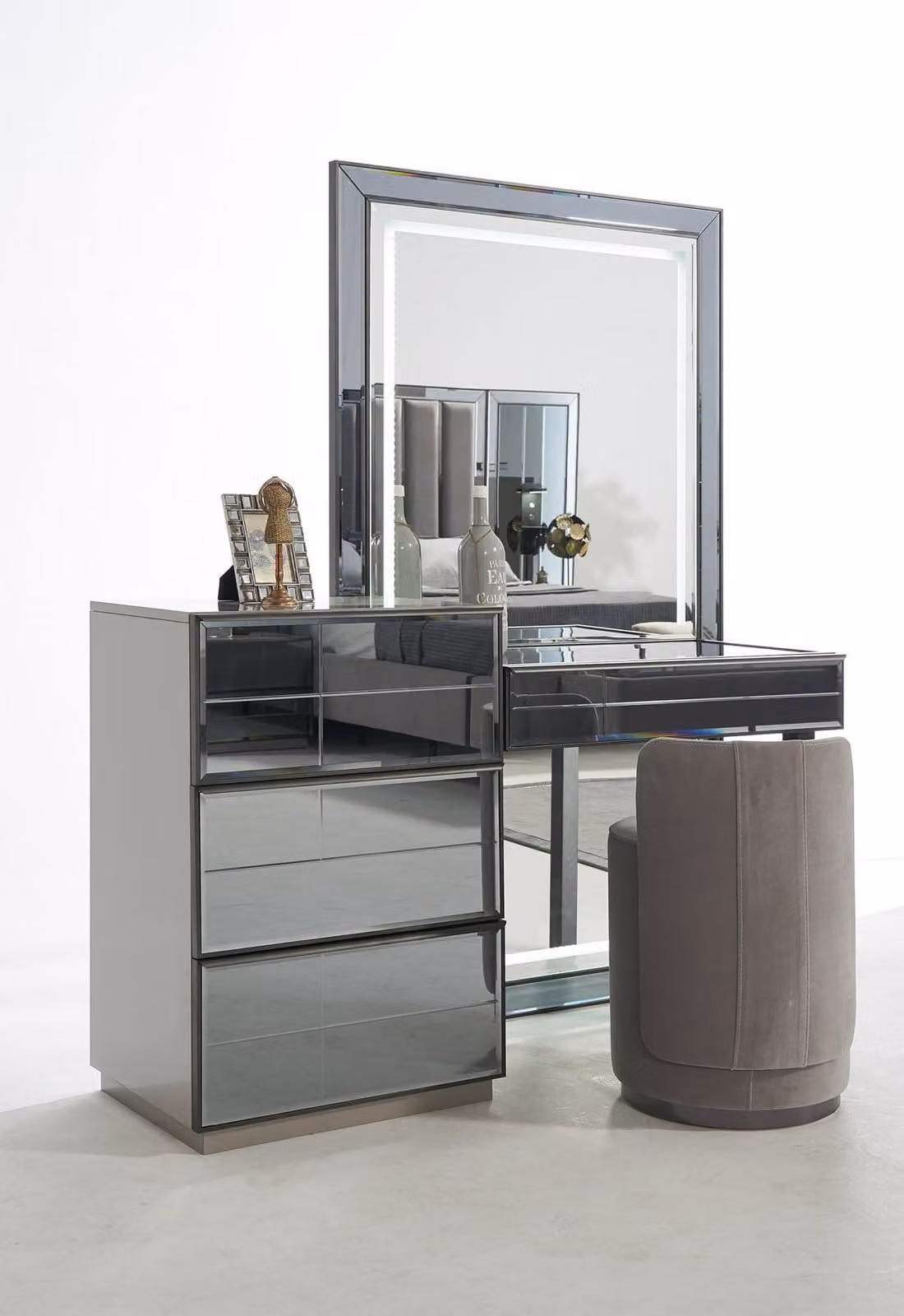 Schminktisch Set Konsole Schlafzimmer Möbel Design Hocker Luxus Tisch Holz 2tlg