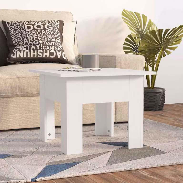 vidaXL Tavolino da Salotto Moderno Bianco in Legno e MDF L/P/H: 55 x 55 x 42 cm