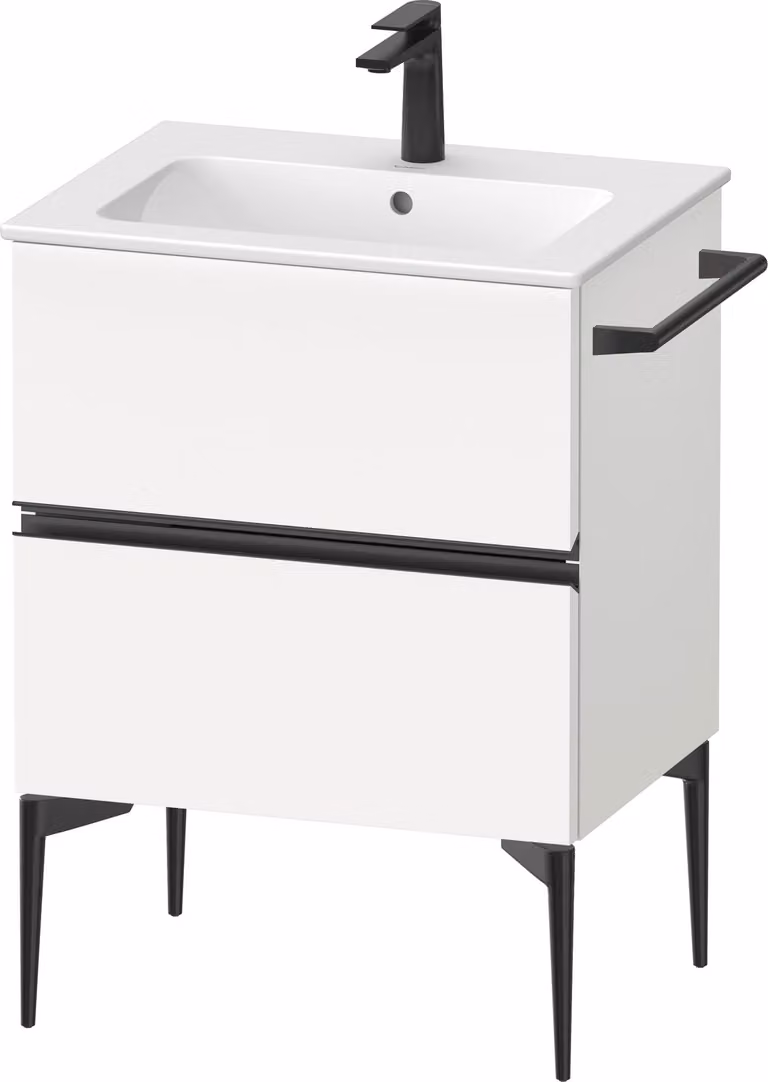 Duravit Sivida Meuble sous-lavabo, 2 tiroirs, poignée encastrée noir diamant mat, 610x477x591mm, pour ME by Starck, SV46430BD180000, SV46430BD180000