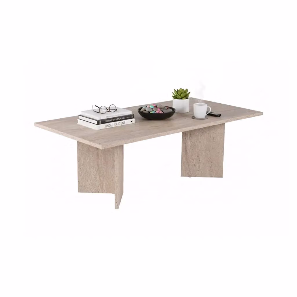 DMORA Tavolino da Salotto Rettangolare Moderno in Marmo Bianco L: 60 cm, P: 40 cm, H: 14,5 cm – 2