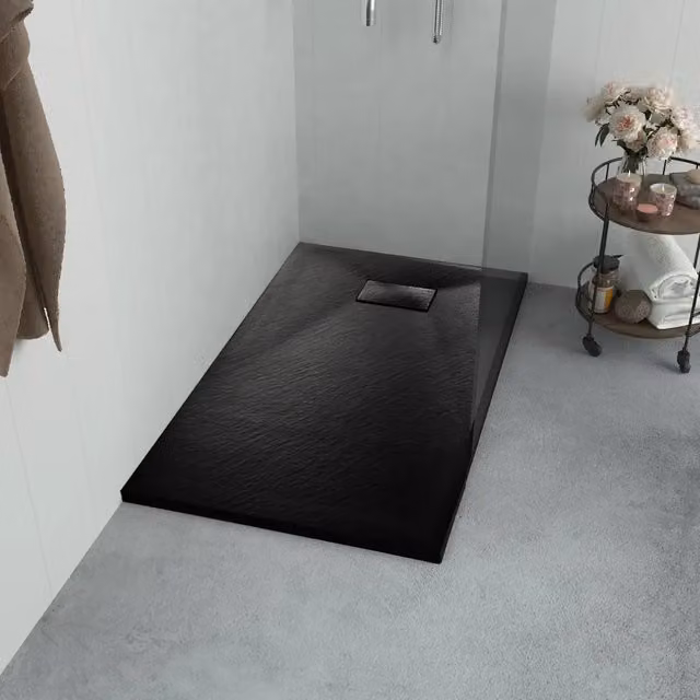 Piatto doccia rettangolare vidaXL in mineral cast nero antiscivolo L: 100 cm, P: 70 cm