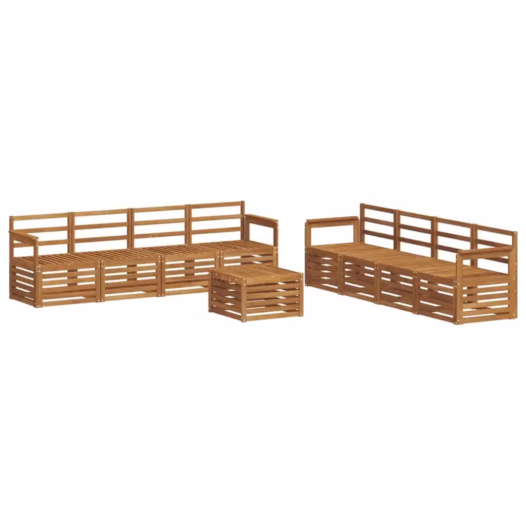 Set di divani da esterno a forma di U con tavolino da caffè vidaXL in legno di acacia color marrone e beige con cuscini inclusi – 2