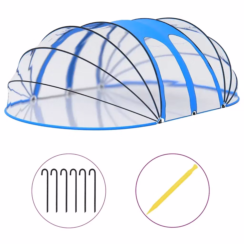 Calotta per Piscina Ovale vidaXL in PVC Blu e Trasparente L: 620 cm, P: 410 cm, H: 210 cm – 2