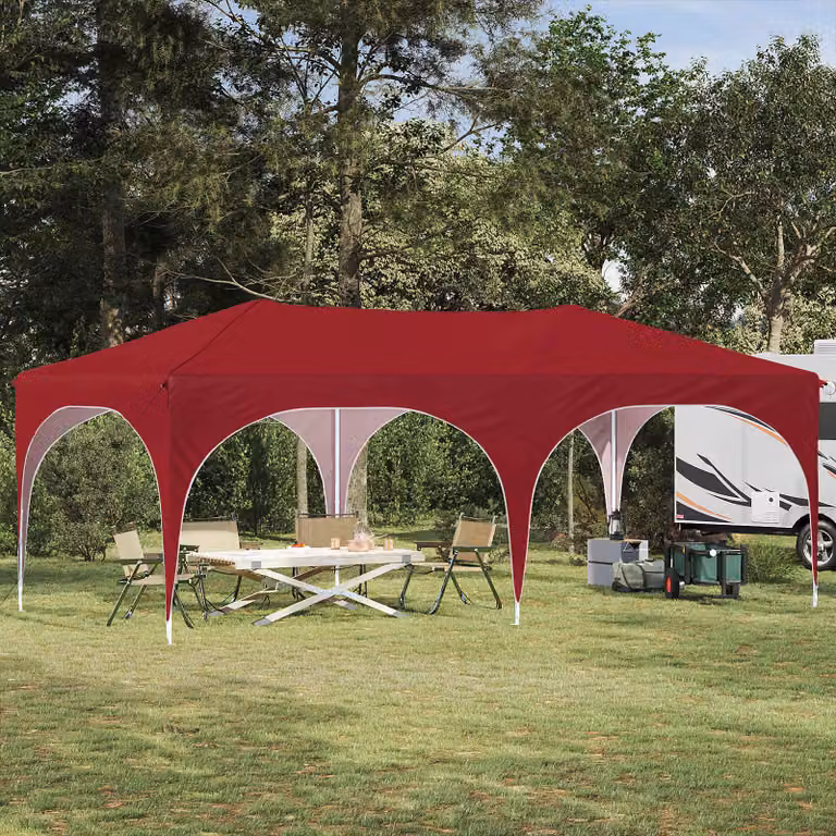 Tenda per feste a pop-up vidaXL, colore rosso, L: 575 cm, P: 288 cm, H: 245 cm