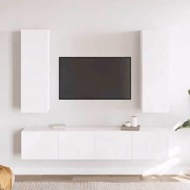 Set Mobili Porta TV 4 pz Bianco in Legno Multistrato 3078666
