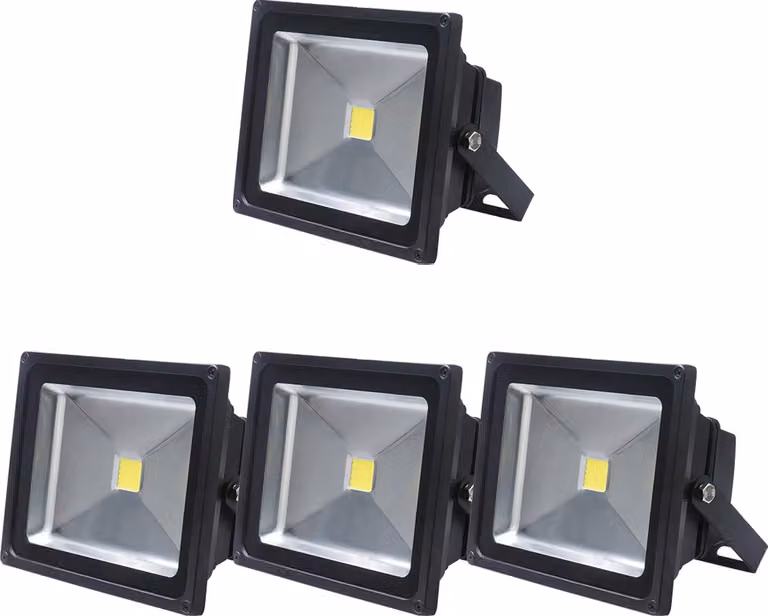 Greenmigo 4x 50W Proiettore LED bianco freddo, corpo in alluminio nero, IP65, lampada LED impermeabile, applique, lampada da giardino LED, faretto da esterno