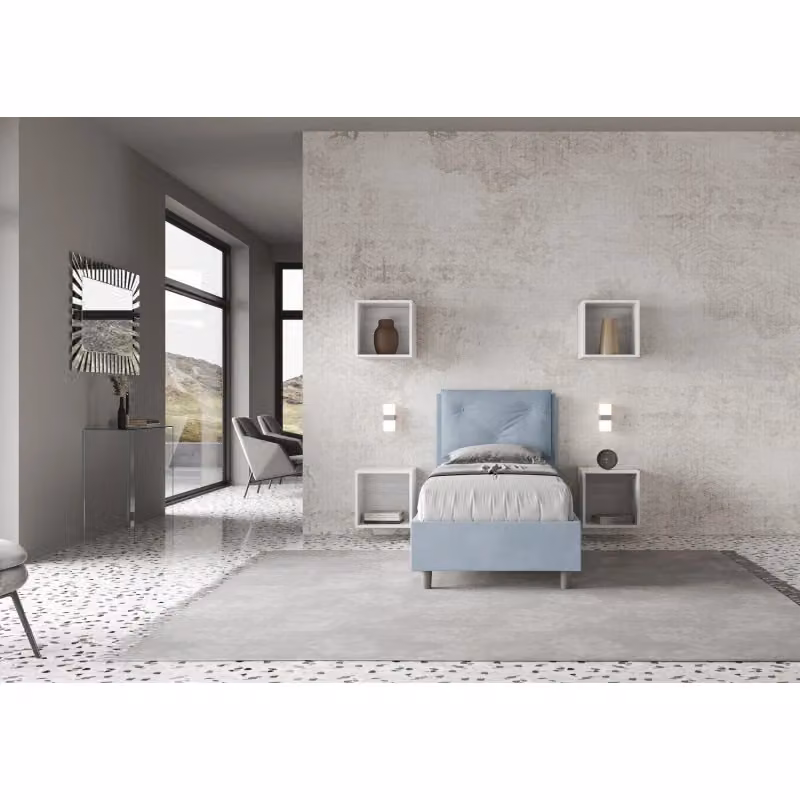 Letto imbottito singolo Ityhome Appia in microfibra azzurro L: 80 cm, P: 210 cm, H: 110 cm – 2