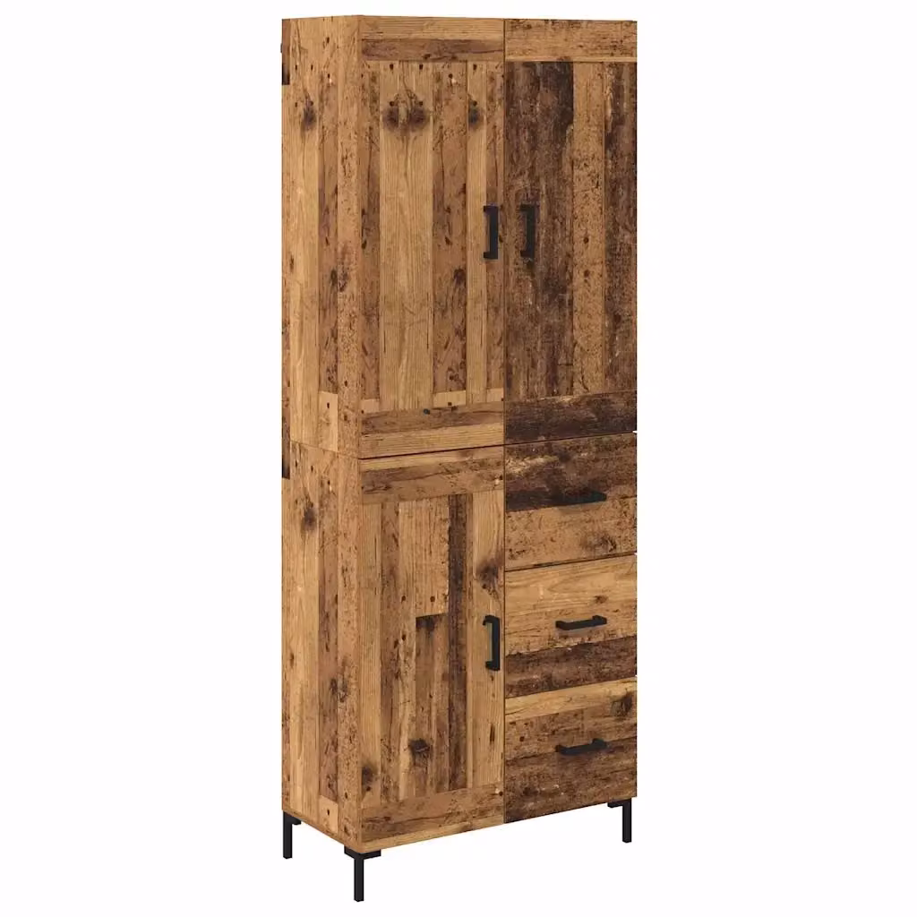 Set di 2 credenze moderne vidaXL in legno vecchio e metallo, colore marrone, L: 69,5 cm, P: 34 cm, H: 180 cm – 2