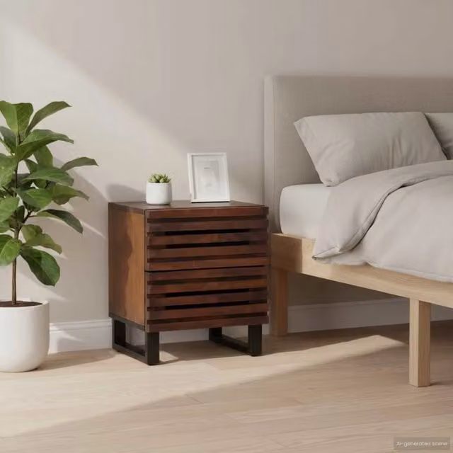 Comodini 2pz 40x34x46 cm in Legno Massello di Mango 377431