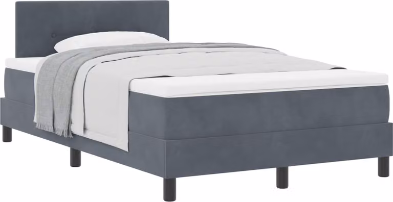 Letto a molle con materasso Grigio scuro 120 x 200 cm Velluto