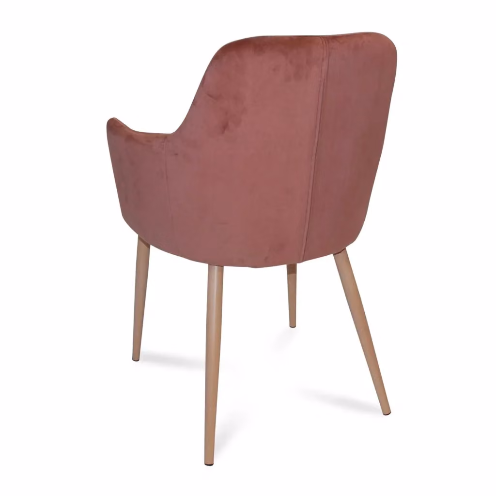 Poltrona Gunnar Casa Thai S.L. in Velluto Rosa con Braccioli e Struttura in Metallo – 2