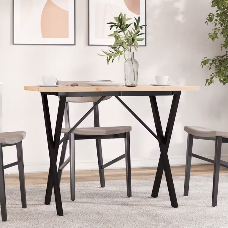 vidaXL Tavolo da Pranzo Rettangolare in Legno di Pino e Acciaio con Telaio a X, Marrone, L 100 x P 50 x H 75,5 cm