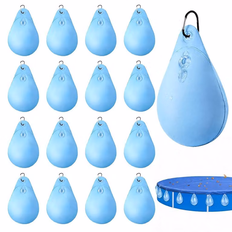 12 coperture per piscina, pesi, sacche d'acqua, sacche rinforzate per i bordi della piscina