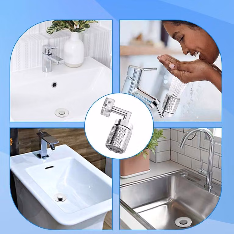 Riduttore di flusso per rubinetti a risparmio idrico, rotazione a 720°, 2 livelli, prolunga per miscelatore da cucina, facile da installare, utilizzo efficiente dell'acqua