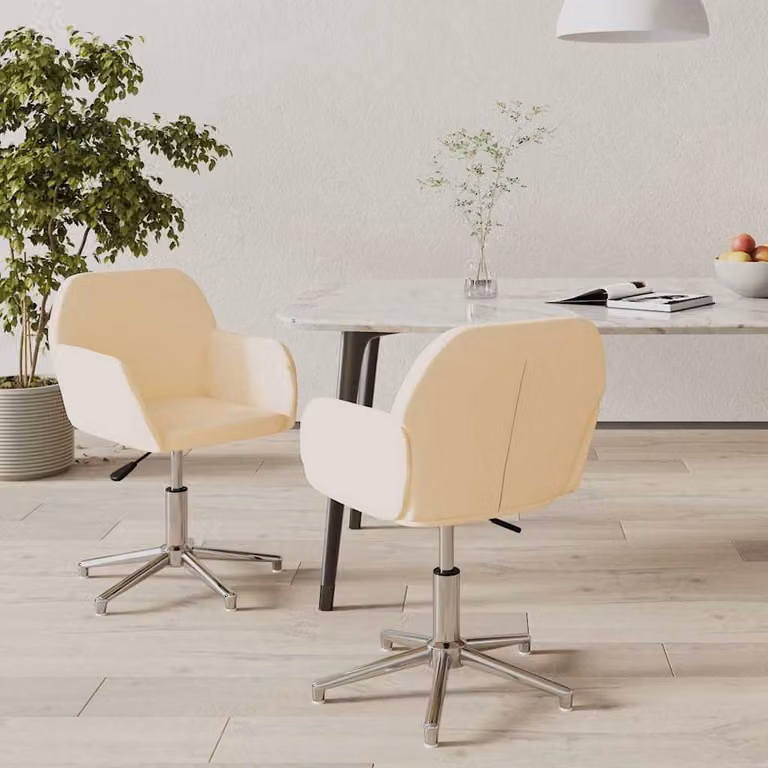 Set di 2 sedie da pranzo girevoli vidaXL in tessuto beige con design moderno