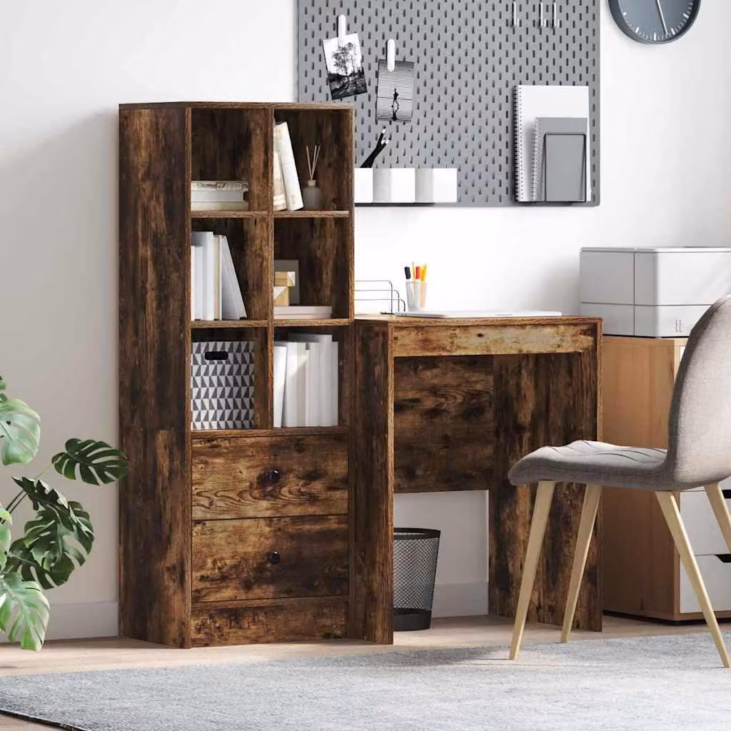 Maison Exclusive - Scrivania con cassetto 2 pcs Rovere fumé
