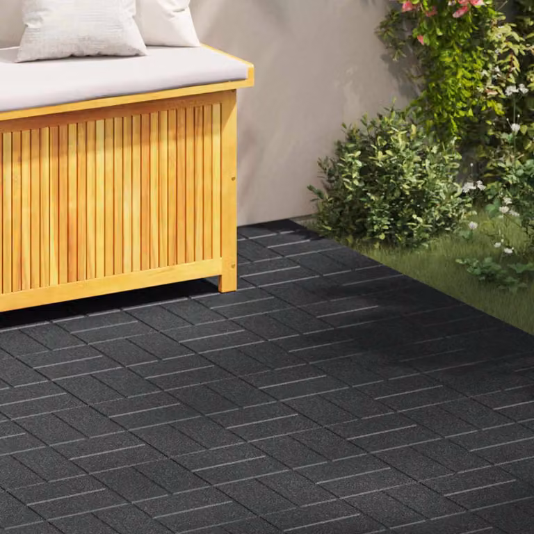 Set di 6 pietre da passo vidaXL in gomma colore nero, dimensioni: 40,5 x 40,5 x 2 cm