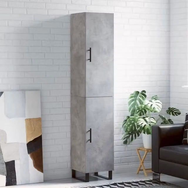 Credenza moderna vidaXL in legno e metallo grigio L/P/H: 34,5 x 34 x 180 cm