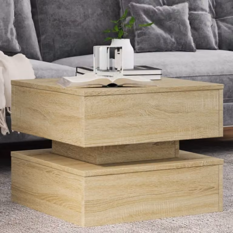 Maison Exclusive - Tavolino con luci LED in rovere Sonoma 50x50x40 cm