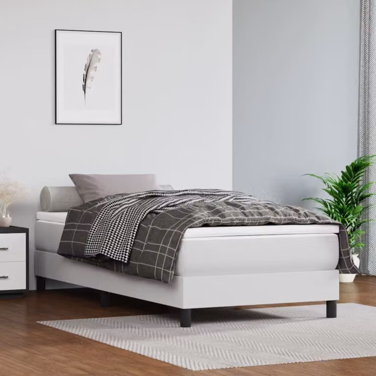 The Living Store Materasso a molle insacchettate bianco 90x190x20 cm in Pelle finta