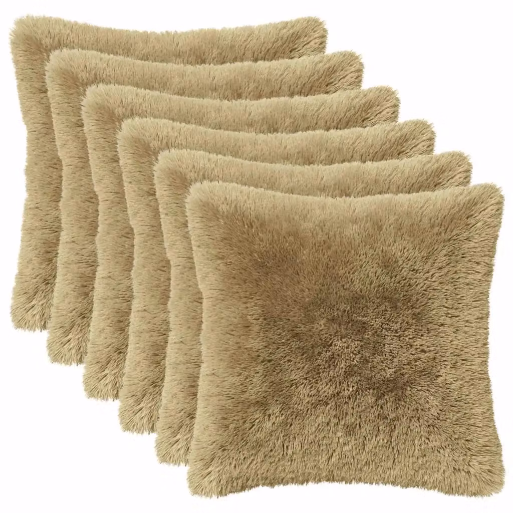Set di 12 cuscini quadrati HEERLEN vidaXL in pile grigio chiaro e beige, L/P/H: 50 x 50 x 50 cm