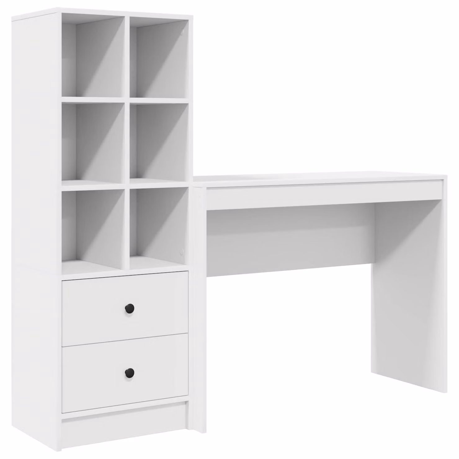 Scrivania con cassetto con lo scaffale 2 pcs Bianco