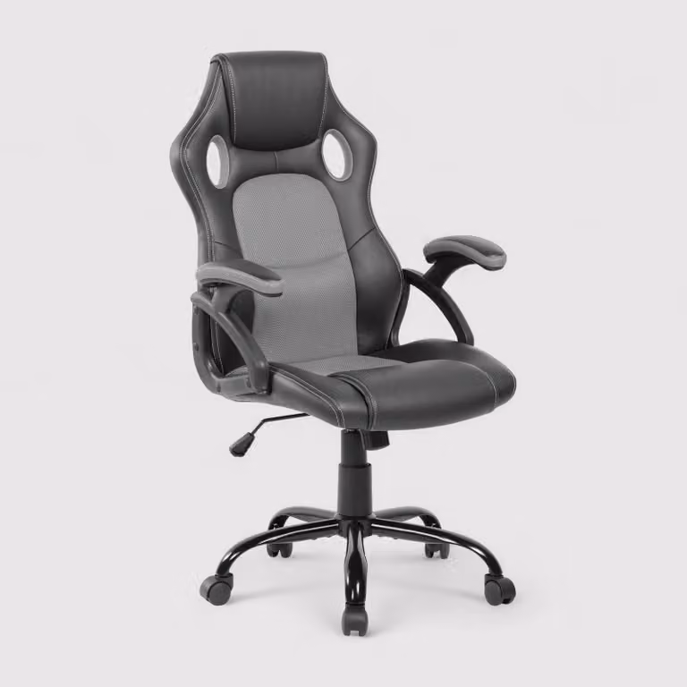 Perganu - Poltrona da ufficio o studio grigia e nera ergonomica