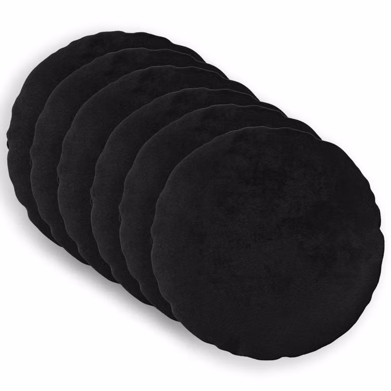 Set di 6 federe rotonde vidaXL HEERLEN in flanella nera, Ø 40 cm