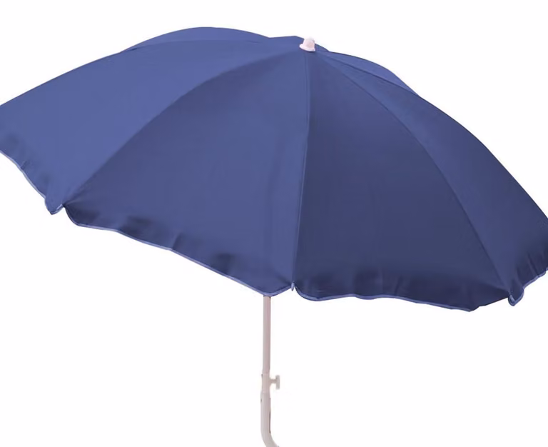 Ombrellone da spiaggia pieghevole, circa 180 cm, in poliestere con protezione UV e palo