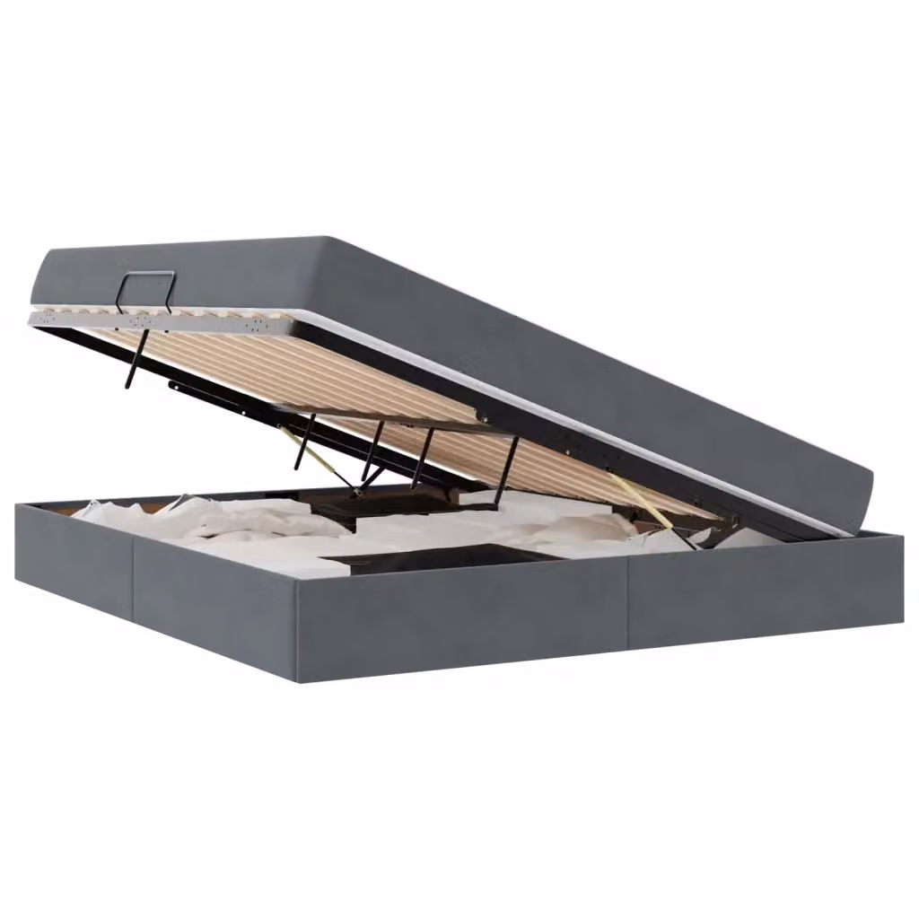 Letto con contenitore e materasso ibrido vidaXL in velluto grigio L: 160 cm, P: 200 cm, H: 280 cm – 2