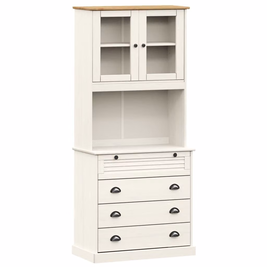 Credenza VIGO Bianca 80x40x176 cm in Legno Massello di Pino