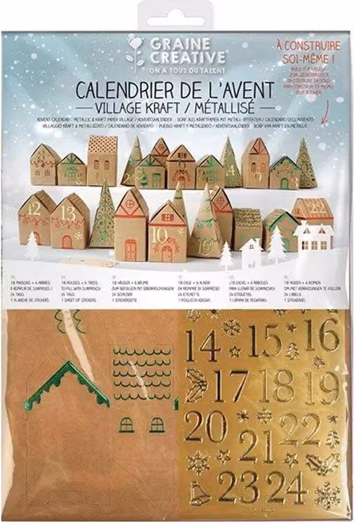 Graine Creative case dell'Avvento set artigianale Villaggio di Natale calendario fai da te