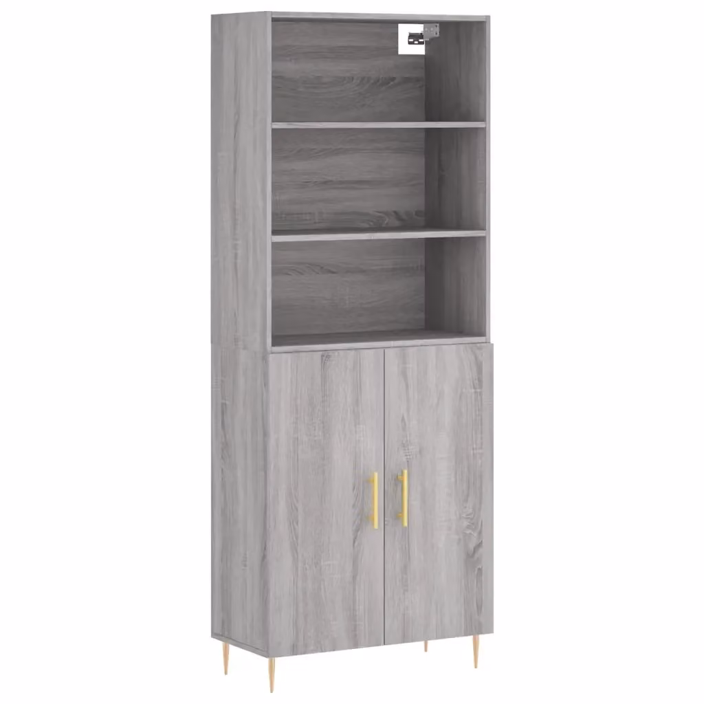 Credenza moderna vidaXL in legno e metallo, colore grigio, L: 69,5 cm, P: 34 cm, H: 180 cm – 2