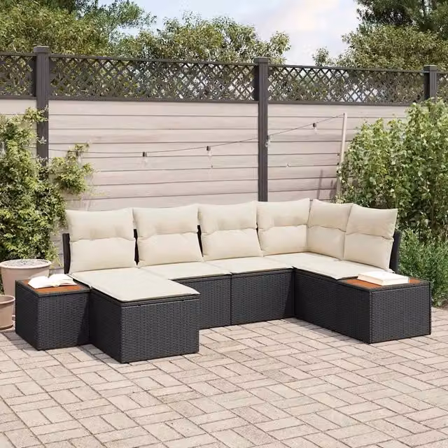 Set Divano da Giardino 6 pz Nero polyrattan 3348118