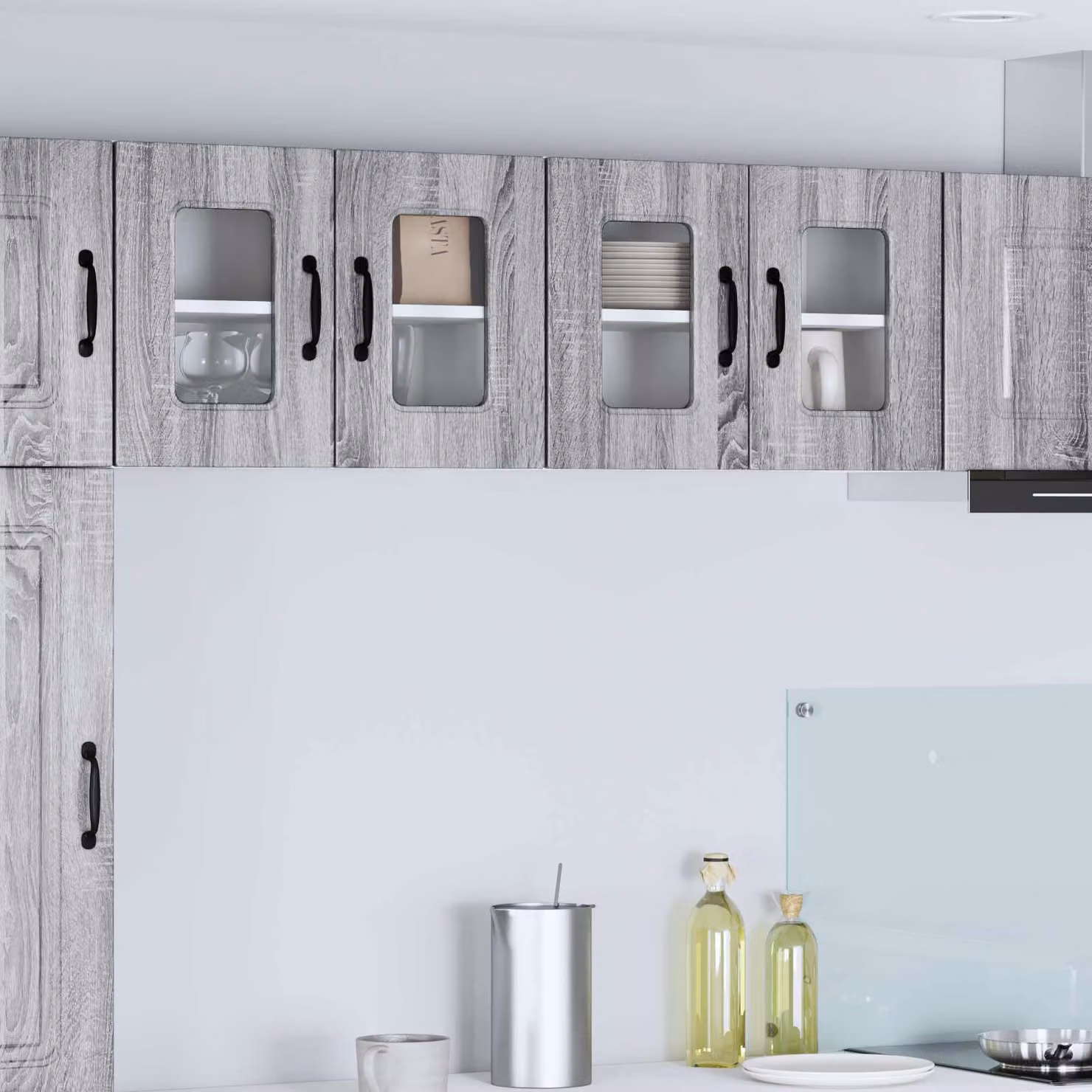 vidaXL Mobiletto da cucina Kalmar Grigio con ante a battente e ripiani interni