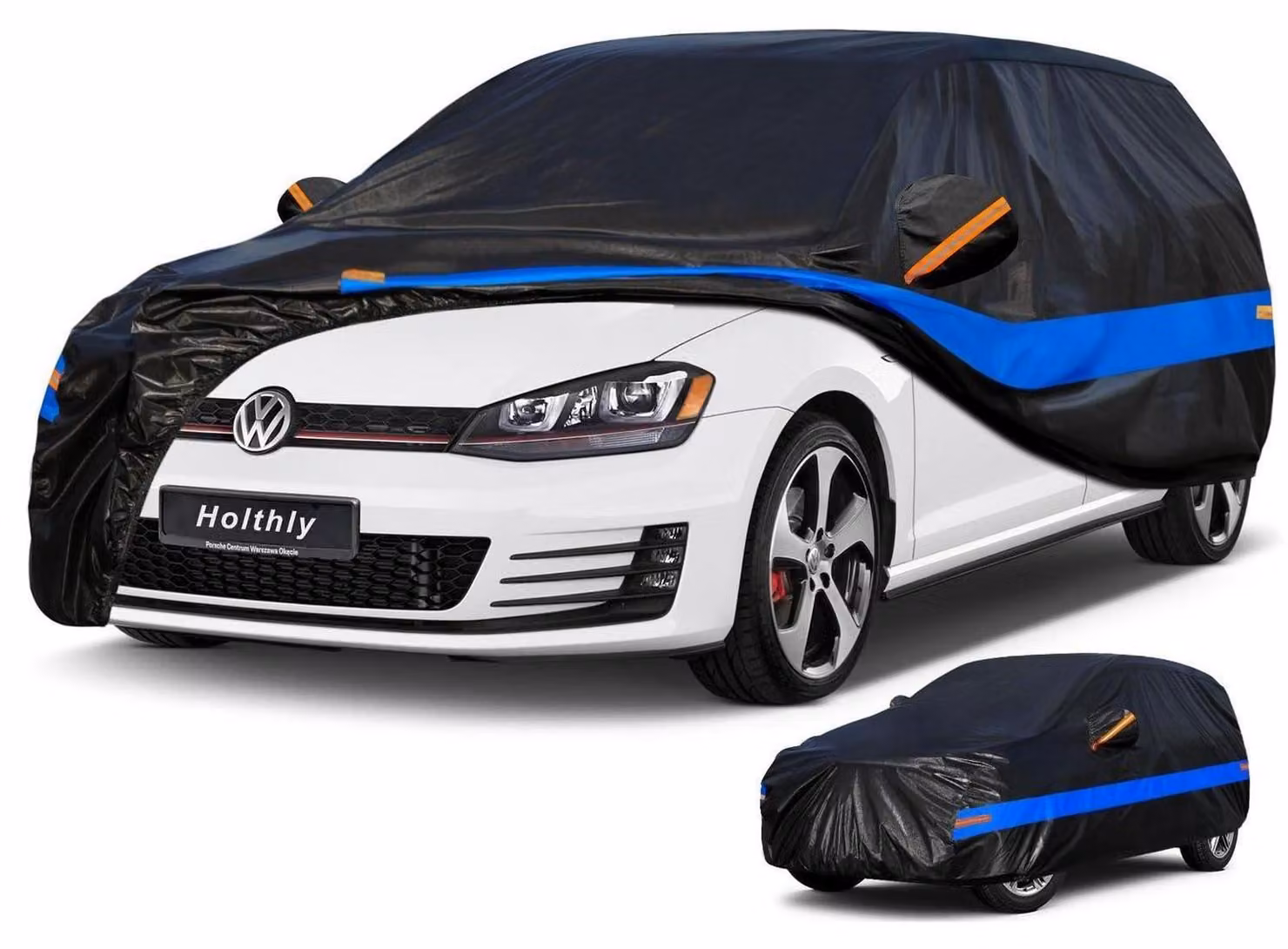 Copertura impermeabile e traspirante per auto, adatta a vetture con bagagliaio inclinato, lunghezza da 415 a 450 cm, colore blu scuro