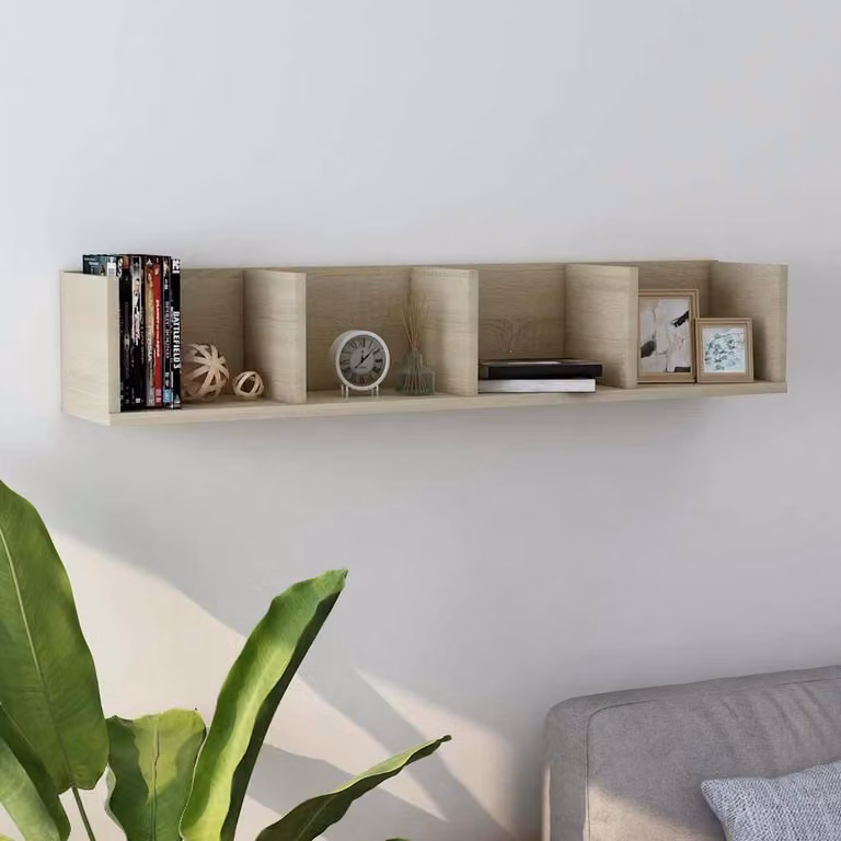 Scaffale porta CD da parete vidaXL in legno Rovere Sonoma, L 100 x P 18 x H 18 cm