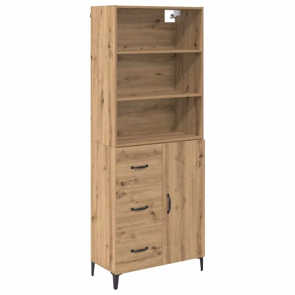 Credenza Buffet con Cassetto vidaXL in Rovere e Metallo, Stile Moderno, L/P/H: 69,5 x 34 x 180 cm – 2