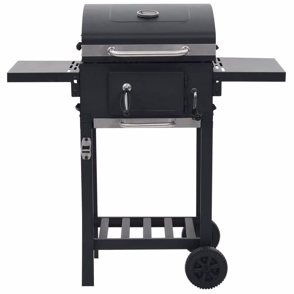 vidaXL Barbecue a carbonella con ripiano inferiore nero
