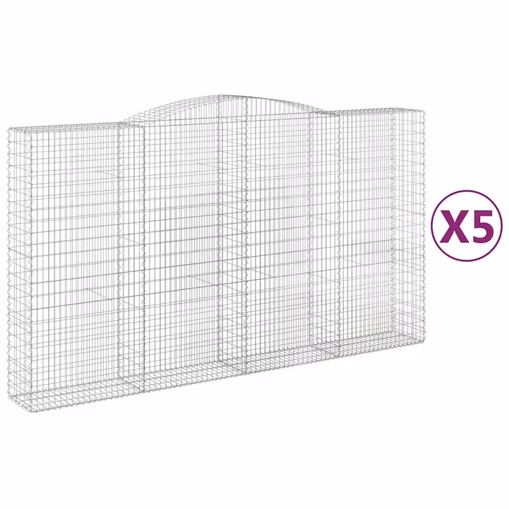 Set di 5 Cesti Gabbioni ad Arco vidaXL in Acciaio Zincato Argento L: 400 cm, P: 50 cm, H: 220/240 cm – 2