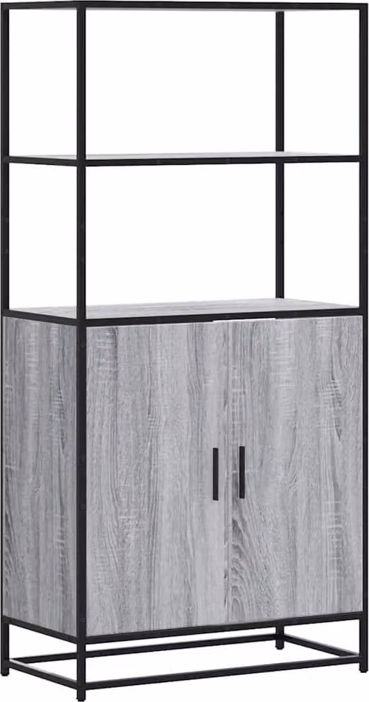 Credenza Grigio Sonoma 68x35x139 cm Legno Multistrato Metallo