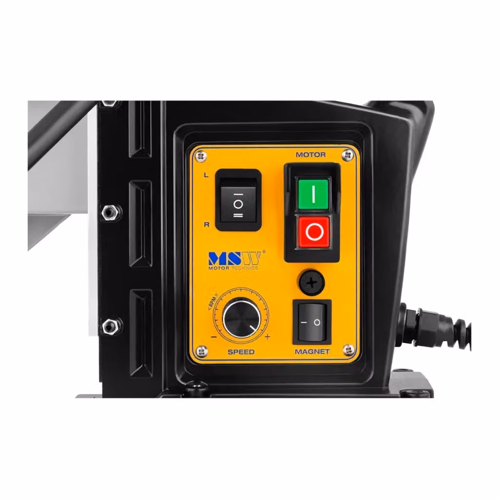 Trapano magnetico da banco con attacco Weldon 19 mm, potenza 1680 W e 370 giri/min – 2