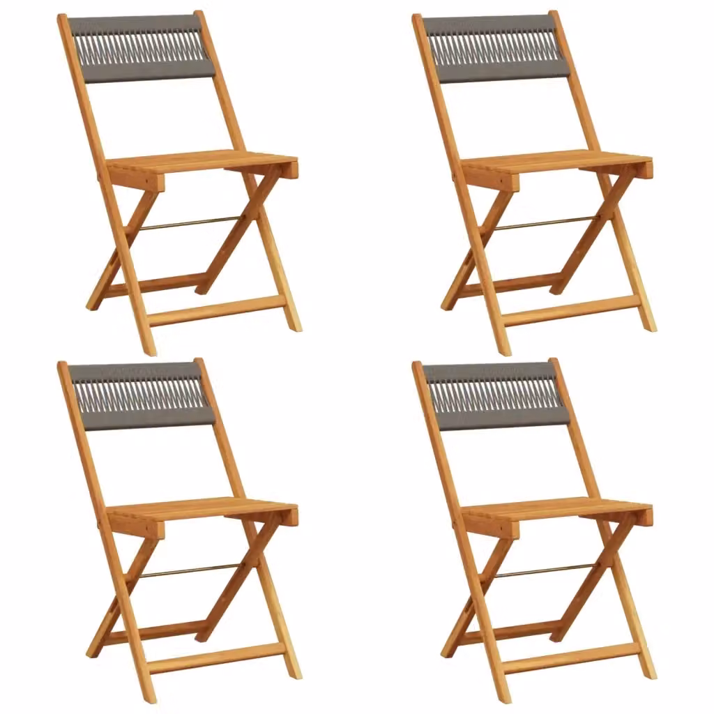 Set di 4 sedie pieghevoli vidaXL in legno di acacia grigio con seduta in textilene e braccioli – 2