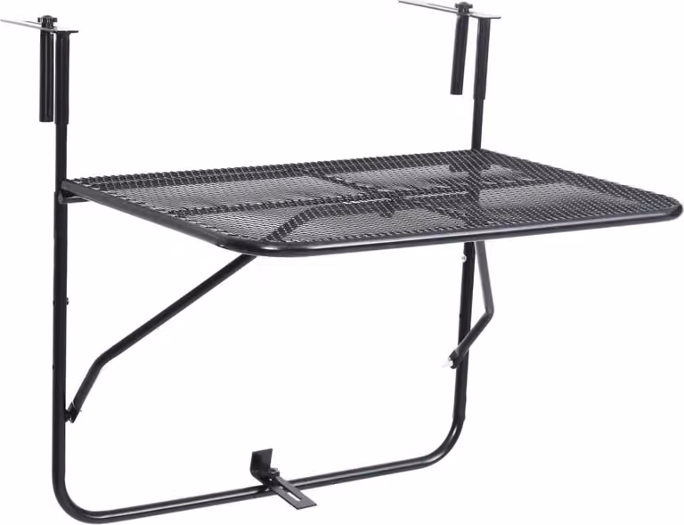 Tavolo da Balcone Nero 60x40 cm in Acciaio